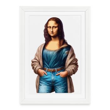 La Joconde (La Joconde) en jean - Affiche encadrée (27 × 37 cm) - blanc - Devant