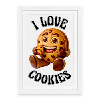 J’ADORE LES COOKIES - Affiche encadrée (27 × 37 cm) - blanc - Devant