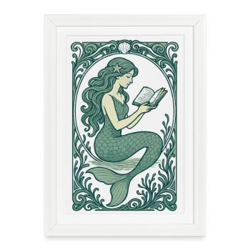 Mermaid Mermaid Reading Book Books Gift - Framed poster (27 × 37 cm) - white - Front