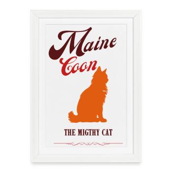 Chat Maine Coon retro caramel - Affiche encadrée (27 × 37 cm) - blanc - Devant
