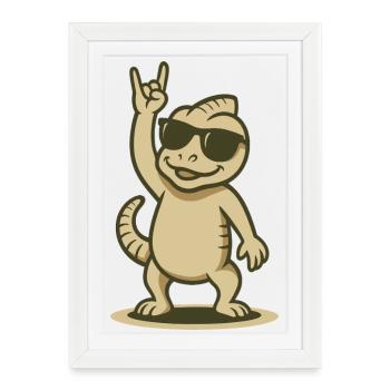Allez-y, caméléon ! - Affiche encadrée (27 × 37 cm) - blanc - Devant