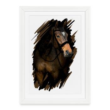 Cheval - Affiche encadrée (27 × 37 cm) - blanc - Devant