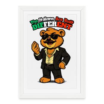 Nounours Mafioso - Humour Italie - Affiche encadrée (27 × 37 cm) - blanc - Devant