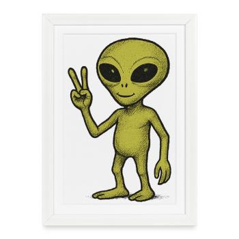 Illustration du signe de paix extraterrestre paisible - Affiche encadrée (27 × 37 cm) - blanc - Devant