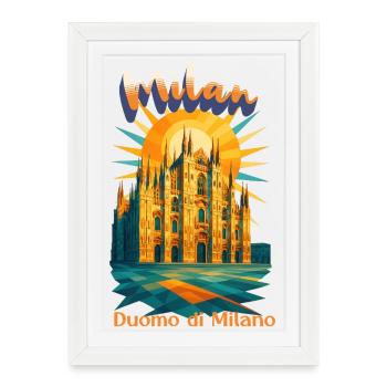 Duomo di Milano Retro Vintage Cathedral Shirt - Framed poster (27 × 37 cm) - white - Front