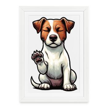 Jack Russell terrier Jack Russell amoureux Jackie - Affiche encadrée (27 × 37 cm) - blanc - Devant