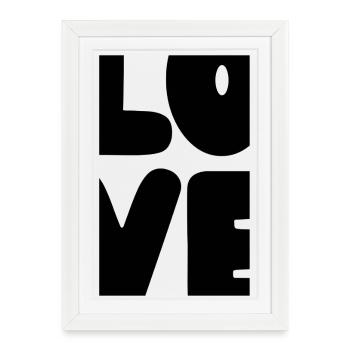 LOVE Block Bold Text Black Letters Love - Framed poster (27 × 37 cm) - white - Front