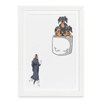 Dachshund Pocket Tee - Framed poster (27 × 37 cm) - white - Front