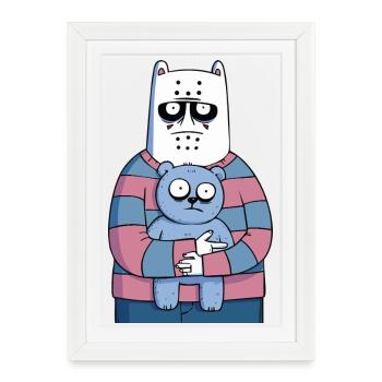 Monstre mignon effrayant avec Teddy | Drôle d’horreur - Affiche encadrée (27 × 37 cm) - blanc - Devant