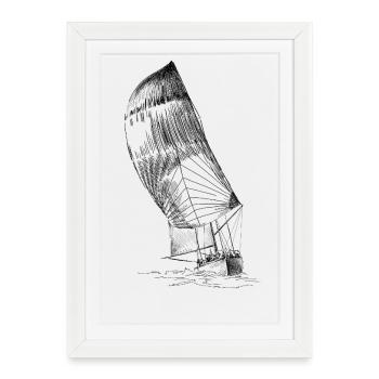 Voilier - Affiche encadrée (27 × 37 cm) - blanc - Devant
