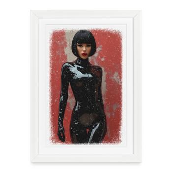 T-shirt Noir Femme distressed edition - Framed poster (27 × 37 cm) - white - Front