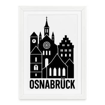 Silhouette d’Osnabrück - Affiche encadrée (27 × 37 cm) - blanc - Devant