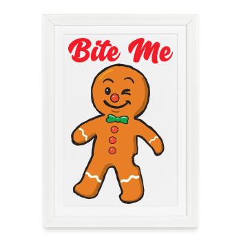 Gingerbread man bite me - Framed poster (27 × 37 cm) - white - Front