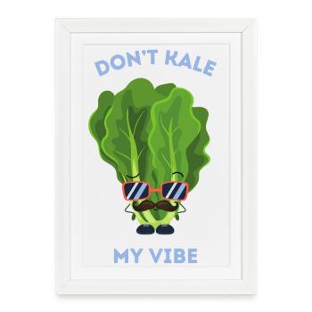 Don’t Kale My Vibe Funny Veggie Pun - Affiche encadrée (27 × 37 cm) - blanc - Devant