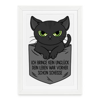 Je n’apporte pas de malchance Sac de poitrine de chat noir - Affiche encadrée (27 × 37 cm) - blanc - Devant