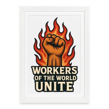 Fists and flames – Arbeiterwelt Unite - Framed poster (27 × 37 cm) - white - Front