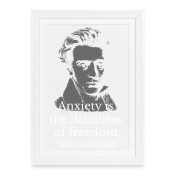 Kierkegaard Anxiety as Freedom Quote Art - Framed poster (27 × 37 cm) - white - Front