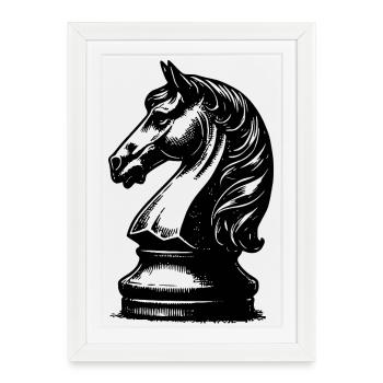 Chessboard with chess pieces king and pawns - Framed poster (27 × 37 cm) - white - Front