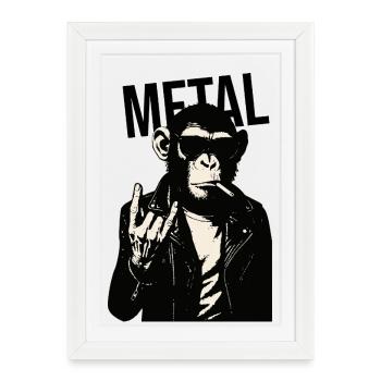 Chimpanzé métallique rebelle - Affiche encadrée (27 × 37 cm) - blanc - Devant