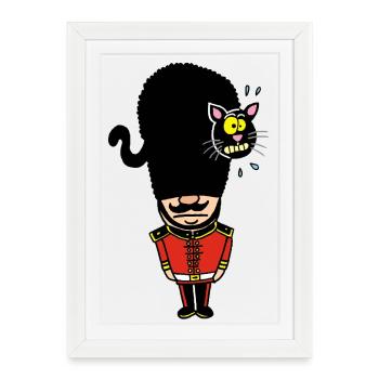 English Royal Guard and her cat - Framed poster (27 × 37 cm) - white - Front