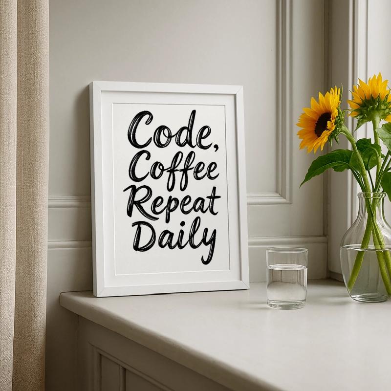 Code Sleep Debug Repeat Programmer Shirt Affiche encadrée (27 × 37 cm)