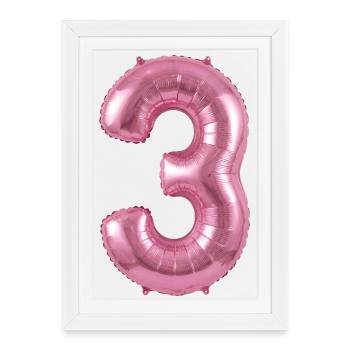 3rd Birthday Shirt, Pink Balloon Helium - Framed poster (27 × 37 cm) - white - Front