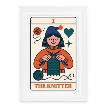 Cozy Knitter Card - Gerahmtes Poster (27 × 37 cm) - Weiß - Vorne