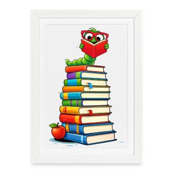 Rat de bibliothèque malin avec des lunettes - Affiche encadrée (27 × 37 cm) - blanc - Devant