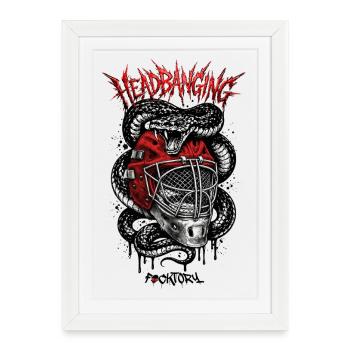 Headbanging Red Mask - Framed poster (27 × 37 cm) - white - Front