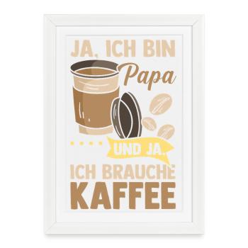 Café, Fête des pères, Papa - Affiche encadrée (27 × 37 cm) - blanc - Devant