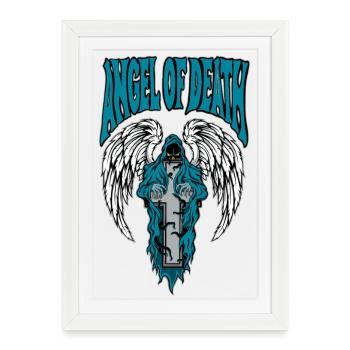 Emblème de l’Ange de la Mort avec des ailes bleues - Affiche encadrée (27 × 37 cm) - blanc - Devant