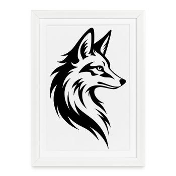 Style de tatouage minimaliste Fox Head - Affiche encadrée (27 × 37 cm) - blanc - Devant