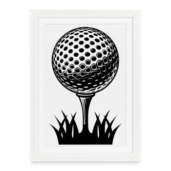 Balle de golf - Affiche encadrée (27 × 37 cm) - blanc - Devant