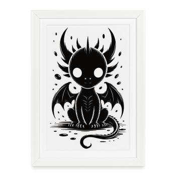 T-shirt Dark Dragon Mignon Fantasy Gothique - Affiche encadrée (27 × 37 cm) - blanc - Devant