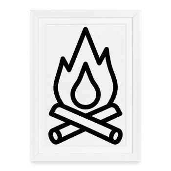 feu de camp - Affiche encadrée (27 × 37 cm) - blanc - Devant