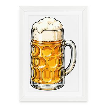 Beer mug with foam - Framed poster (27 × 37 cm) - white - Front
