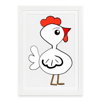 Poussins poules poules poules Enfants - Affiche encadrée (27 × 37 cm) - blanc - Devant