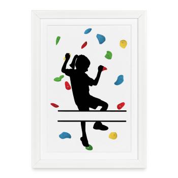 Fille du mur d’escalade – Grimpeuse sur mesure - Affiche encadrée (27 × 37 cm) - blanc - Devant