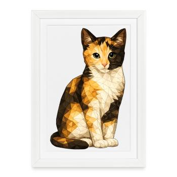 Emmi Polygon Cat Geometric Cuteness - Framed poster (27 × 37 cm) - white - Front