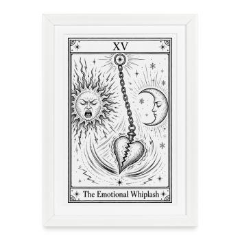 Coup de fouet émotionnel | Humour de tarot - Affiche encadrée (27 × 37 cm) - blanc - Devant