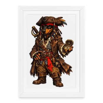 Doberman Jack - Affiche encadrée (27 × 37 cm) - blanc - Devant