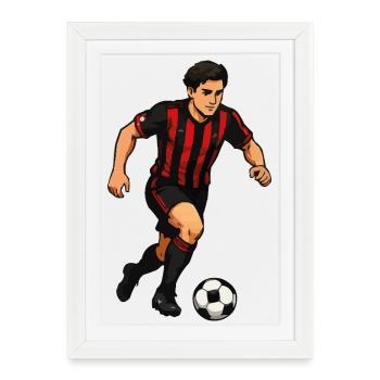 Red Black Sprint Soccer Player - Framed poster (27 × 37 cm) - white - Front