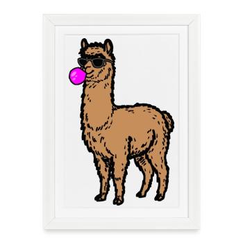 Cool llama in a minimalist comic style - Framed poster (27 × 37 cm) - white - Front