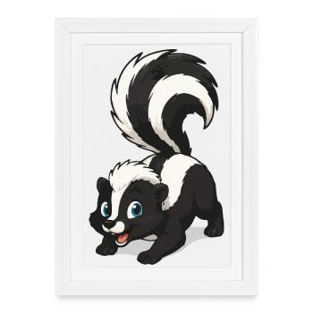 Petite moufette à queue duveteuse - Affiche encadrée (27 × 37 cm) - blanc - Devant
