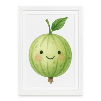 Gooseberry Kawaii Kids Baby Fruit Motif Cute - Framed poster (27 × 37 cm) - white - Front