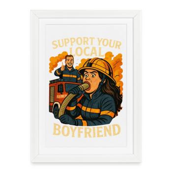 Soutenez votre ami pompier - Affiche encadrée (27 × 37 cm) - blanc - Devant