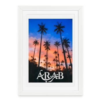 Palm Tree Evening at Sunset - Framed poster (27 × 37 cm) - white - Front