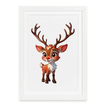 Bébé Rudolph le renne au nez rouge - Affiche encadrée (27 × 37 cm) - blanc - Devant
