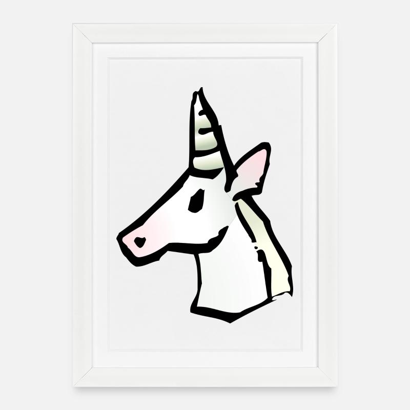Einhorn - Gerahmtes Poster (27 × 37 cm) - Weiß