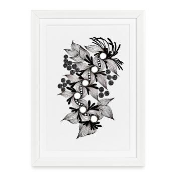 Spirale de fleurs noires et blanches - Affiche encadrée (27 × 37 cm) - blanc - Devant